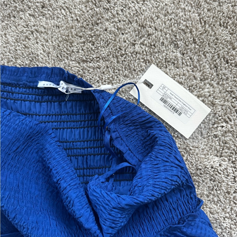 Women’s Blue Smocked Tiered Maxi Dress Spaghetti Strap Spring Size Medium NWT - Picture 9 of 11